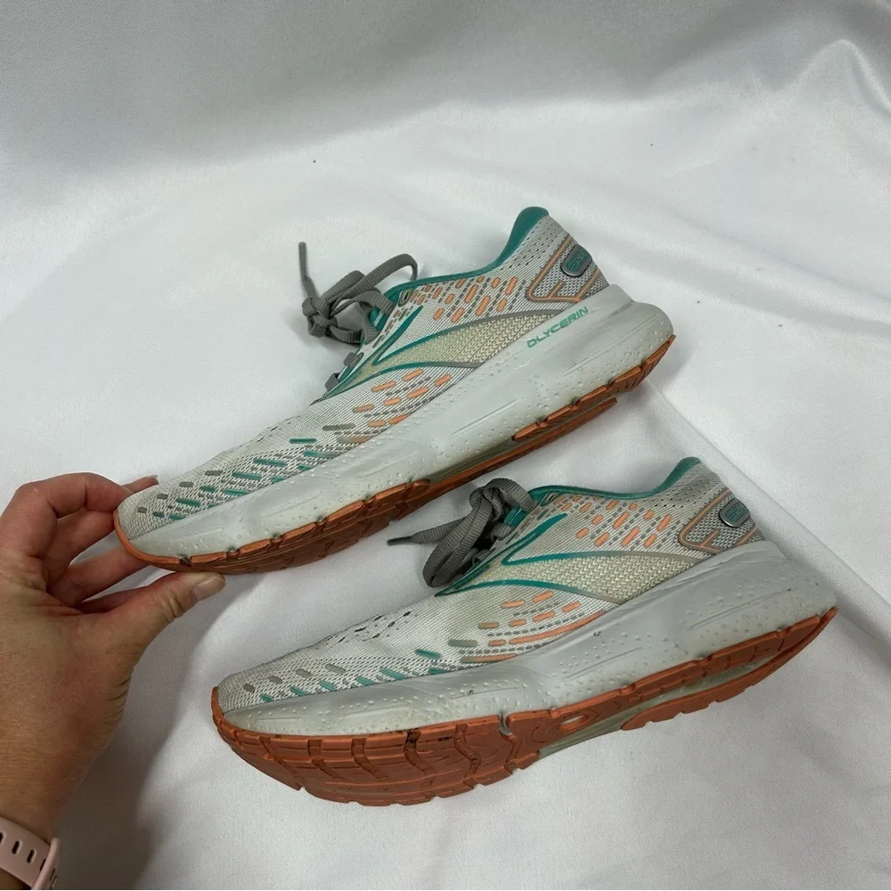 Brooks | Glycerin 20 Running Tennis Shoes White Teal Lace Up Women’s Size 7